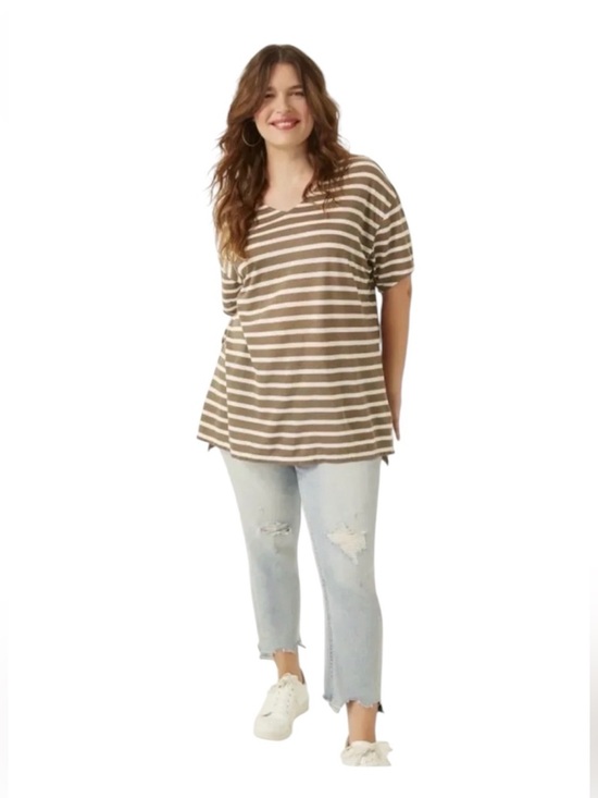 Tops - East Adeline Striped V-neck Tunic Top T-shirt Tee 2X Dia & Co Plus Size NWT New